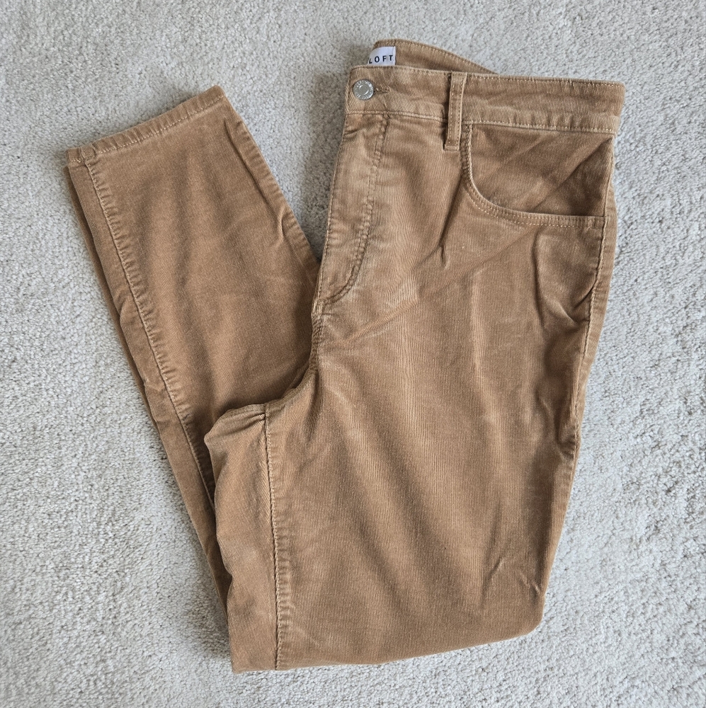 NEW LOFT Camel Corduroy Pants Women's 14 Plus Size Stretch Pants